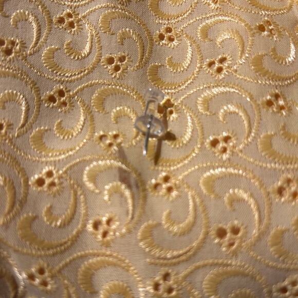 Sag Harbor Eyelet Jacket Lined 16P Yellow Button Down 3/4 Sleeve Office Chic - Picture 7 of 10